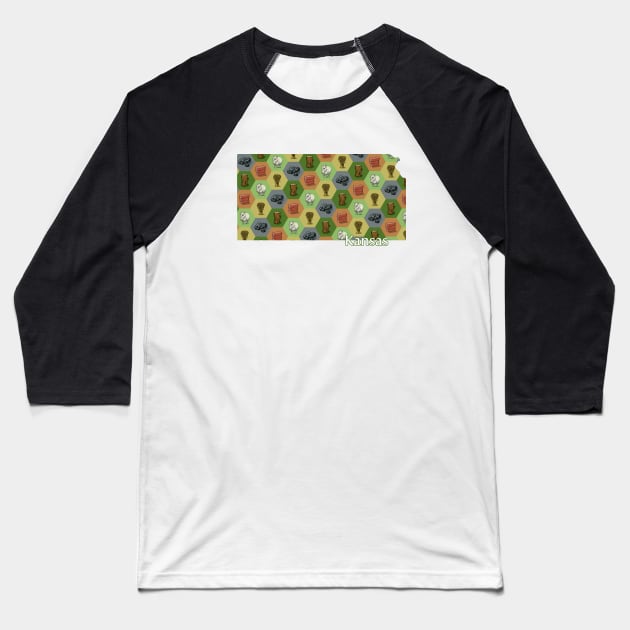 Kansas State Map Board Games Baseball T-Shirt by adamkenney